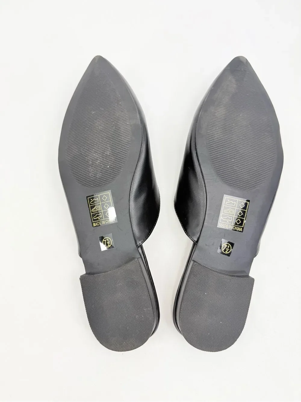 Journee Collection MALLORIE Black Vegan Leather Button Pointed Toe Slide Shoe